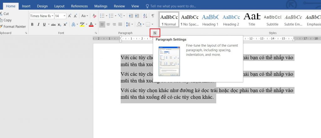 Chèn đường kẻ dọc bằng Tabs bar
