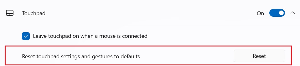 seret settings touchpad