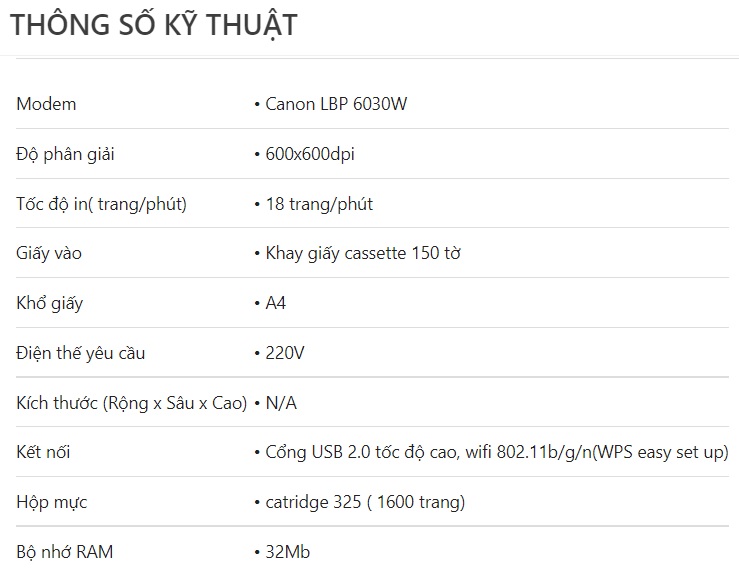 Máy in Laser đen trắng Canon LBP 6030W
