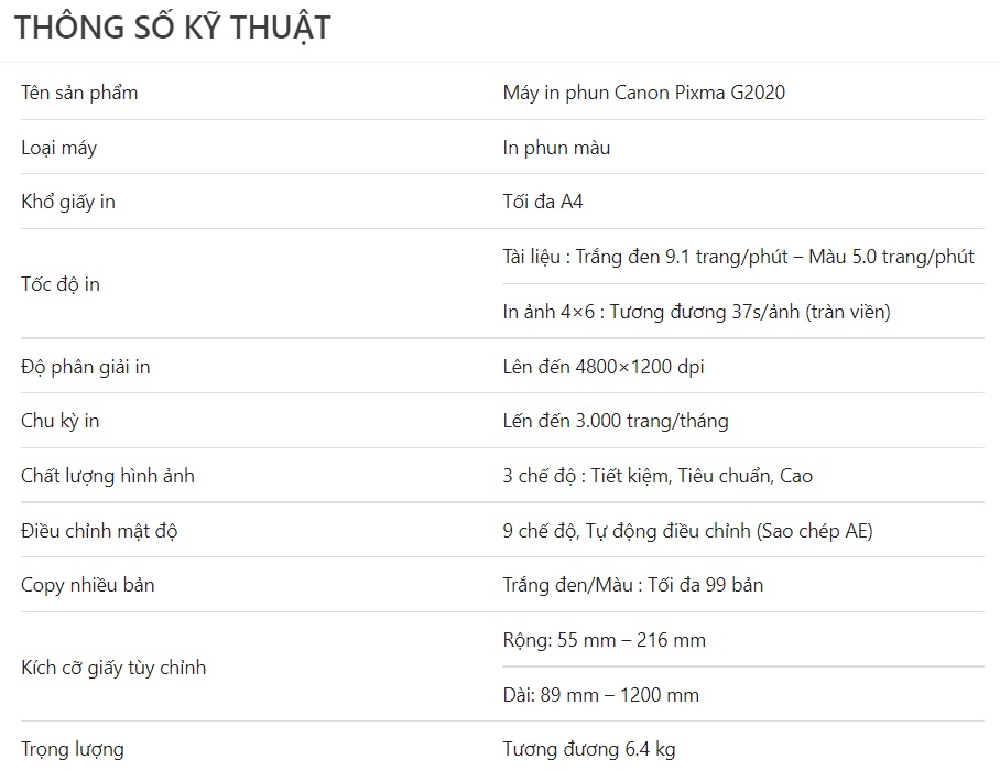 Máy in phun màu đa năng Canon PIXMA G2020