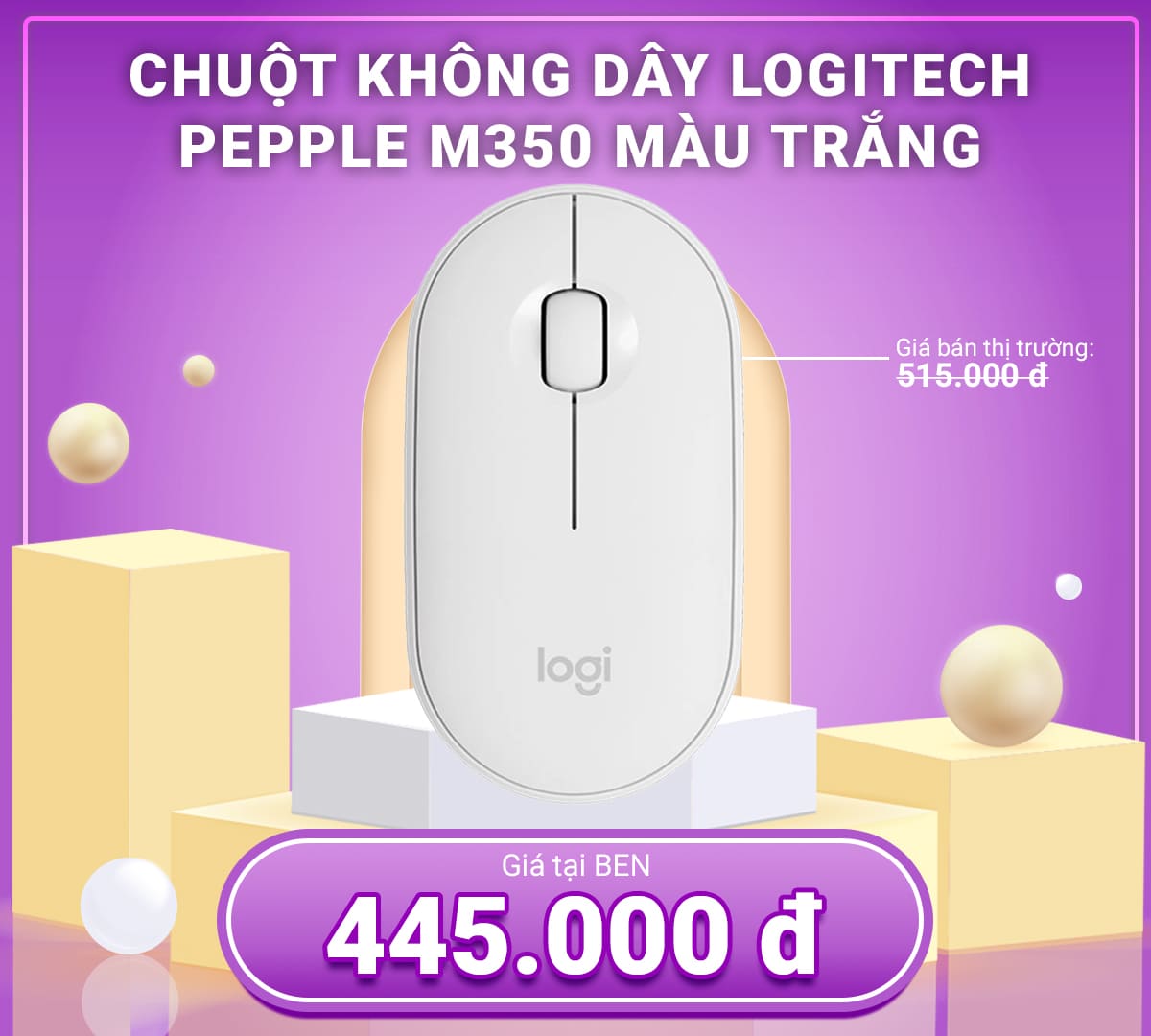 Logitech Pepple M350 Mau trang