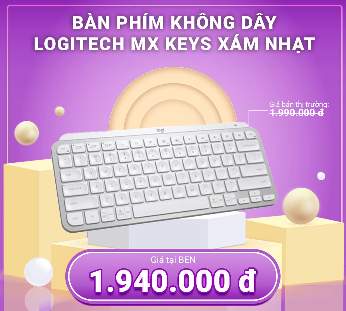 LOGITECH MX Keys Xam nhat