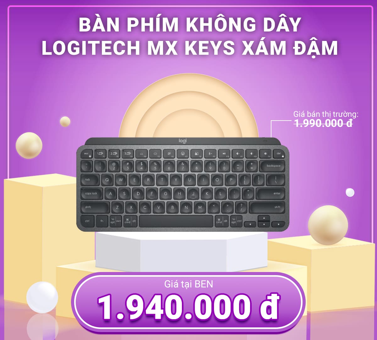 LOGITECH MX Keys Xam dam